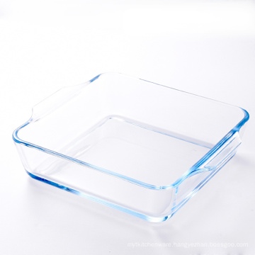 square glass fresh food container set high borosilicate glass baking dish in microwave/baking plate